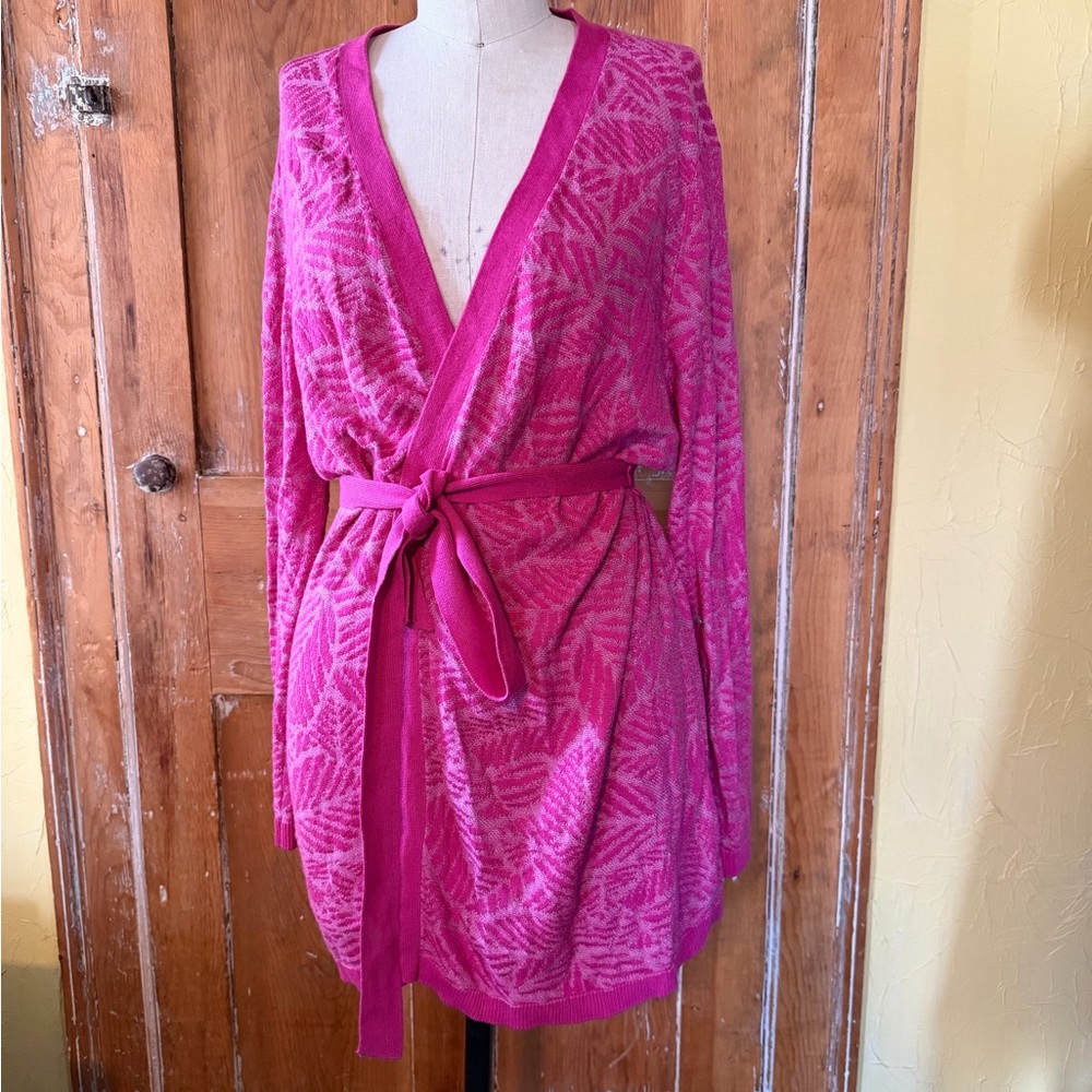 Soft Surroundings Hot Pink Textured Knit Cardigan